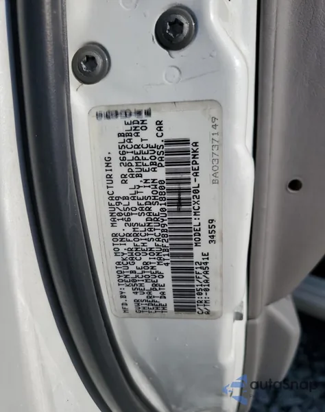 2000 Toyota Avalon Xl from USA, damaged, VIN 4T1BF28B9YU018800